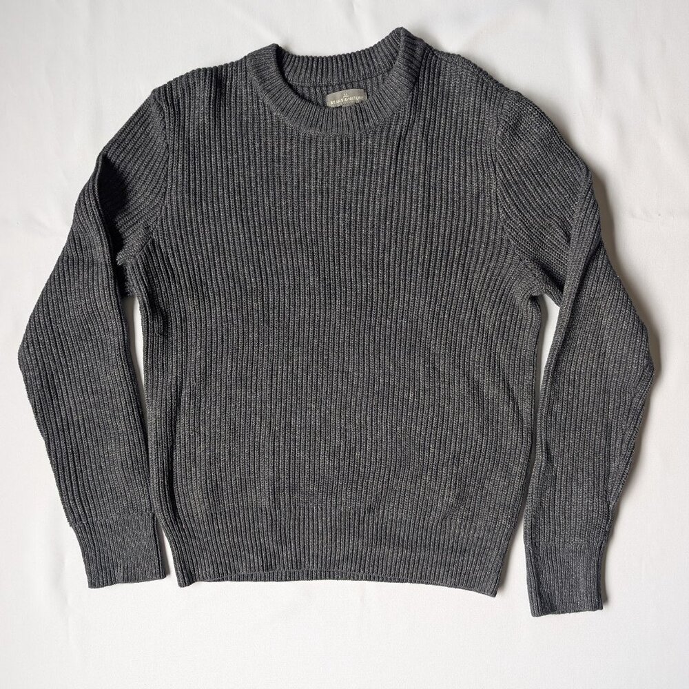 LL Bean Signature Sweater 100% Cotton Heathered Gray Crew neck Men Small